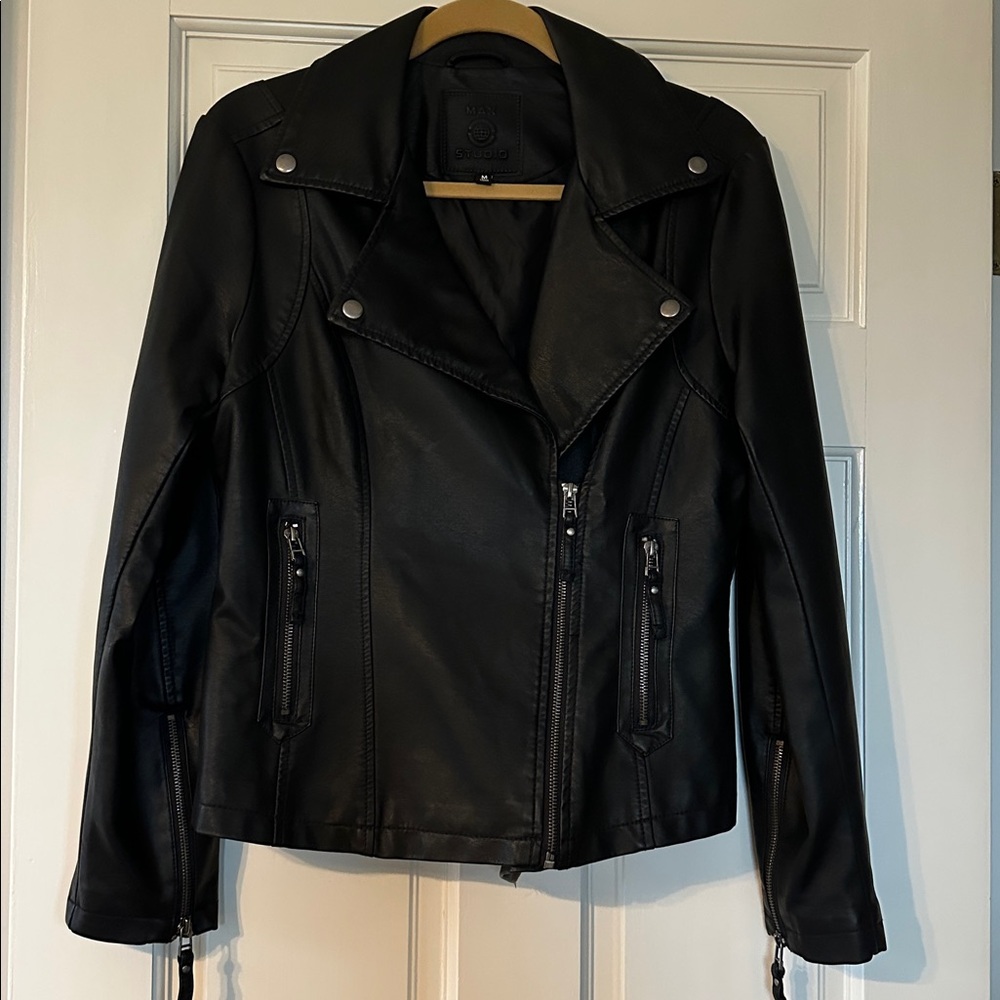 Max Studio Black vegan leather jacket